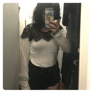 white top with black lace